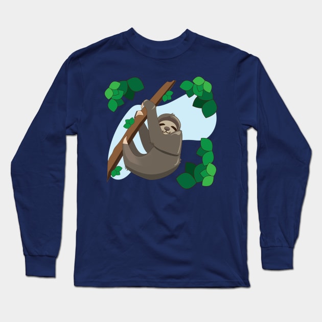 Smiley Sloth Long Sleeve T-Shirt by Sassifrassically's  'Swasome Shop